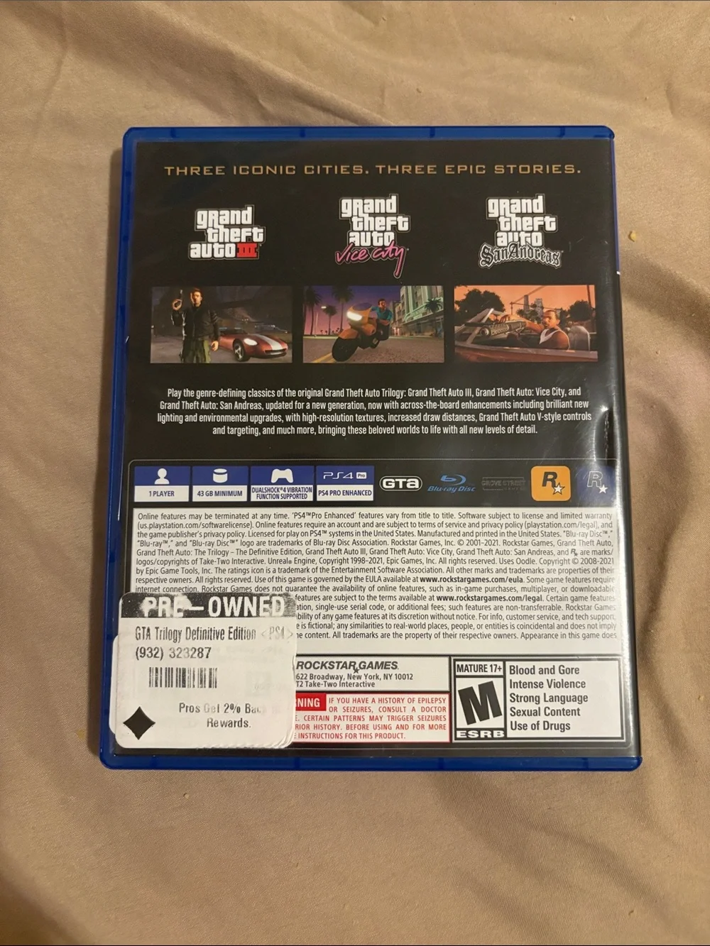 Sony PS4 Grand Theft Auto: The Trilogy – Blue Case Artwork
